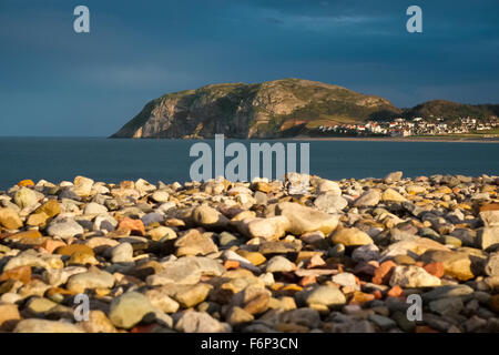 Afternoon sunlight on the Little Orme at Llandudno, Conwy, Wales. Stock Photo