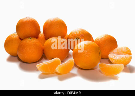 mandarins are shown in the photo on the white background Stock Photo