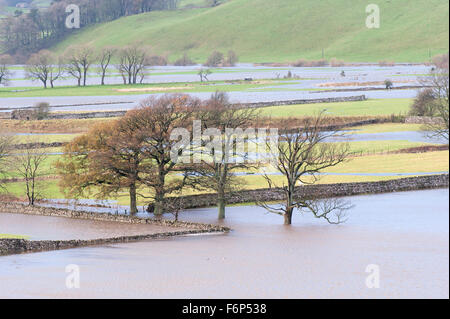 Wensleydale, North Yorkshire, UK. 18th November, 2015. Flooded farmland along the river Ure near Hawes in upper Wensleydale, North Yorkshire. Credit:  Wayne HUTCHINSON/Alamy Live News Stock Photo