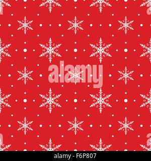 Vector of Snow Flakes Seamless Pattern on Red Background for Christmas and Winter Stock Vector