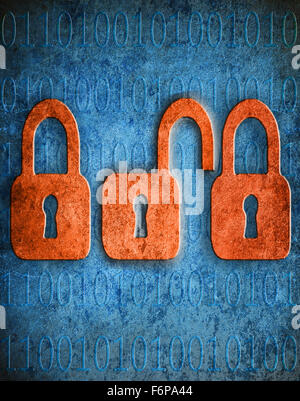 digital security digital illustration concept with padlocks and copy space Stock Photo