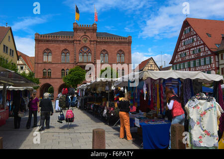 Marketplace, Tauberbischofsheim, Baden-Wuerttemberg, Germany, Europe. Stock Photo