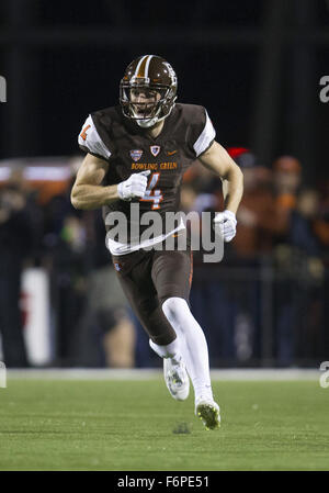 Bowling Green, Ohio, USA. 17th Nov, 2015. Bowling Green wide receiver Gehrig Dieter (4) during NCAA football game action between the Toledo Rockets and the Bowling Green Falcons at Doyt L. Perry Stadium in Bowling Green, Ohio. Toledo defeated Bowling Green 44-28. John Mersits/CSM/Alamy Live News Stock Photo