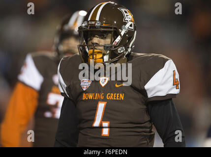 Bowling Green, Ohio, USA. 17th Nov, 2015. Bowling Green defensive back Eilar Hardy (4) during NCAA football game action between the Toledo Rockets and the Bowling Green Falcons at Doyt L. Perry Stadium in Bowling Green, Ohio. Toledo defeated Bowling Green 44-28. John Mersits/CSM/Alamy Live News Stock Photo