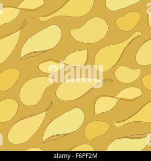 Potato chips seamless background. Stock Vector