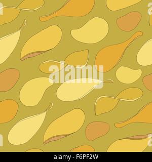 Potato chips seamless background. Stock Vector