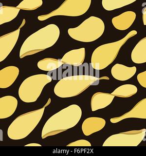 Potato chips seamless background. Stock Vector