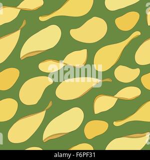Potato chips seamless background. Stock Vector