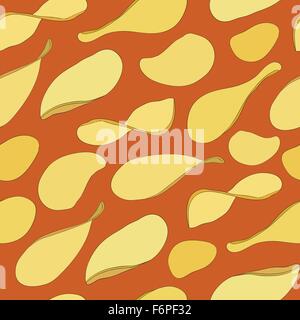 Potato chips seamless background. Stock Vector