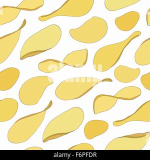 Potato chips seamless background. Stock Vector