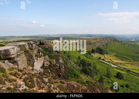 Curbar and Baslow Edge in the Peak District, Derbyshire Landscape, England UK, English countryside, British moorland scenic view Gritstone escarpment Stock Photo