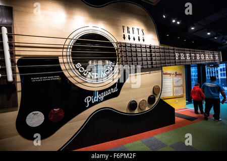 Giant guitar on display in the Country Music Hall of Fame in Nashville, TN. Stock Photo