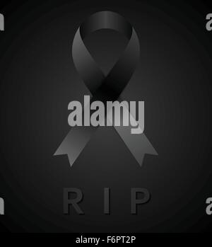 Black mourning tape and rip inscription. Rest in peace. Vector design Stock Vector