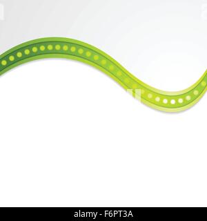 Abstract wave with green retro lights. Vector graphic background Stock Vector