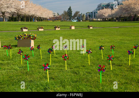 Pinwheel field, Oregon State Capitol grounds, Salem, Oregon Stock Photo
