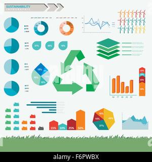 Sustainability and eco friendly infographic set in vector Stock Vector