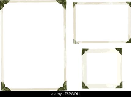 Collection of old photo corners, frames and edges in vector isolated on white Stock Vector