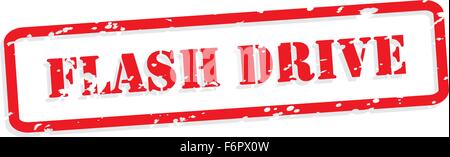 Flash drive red rubber stamp in vector format Stock Vector