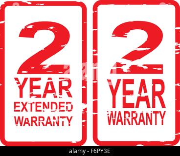 Red rubber stamp vector for 2 year warranty and extended warranty business concept Stock Vector