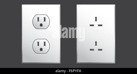 Power outlet in two different styles used in the USA in vector format Stock Vector