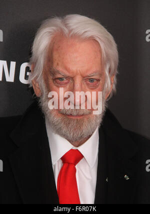 New York, USA. 18th Nov, 2015. Actor DONALD SUTHERLAND attends the New York premiere of 'The Hunger Games: Mockingjay - Part 2' held at AMC Loews Lincoln Square. Credit:  Nancy Kaszerman/ZUMA Wire/Alamy Live News Stock Photo