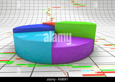 Colorful pie chart graph. High resolution render with candlesticks ...