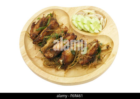 Deep fried chicken wings with lemongrass, Thai food Stock Photo