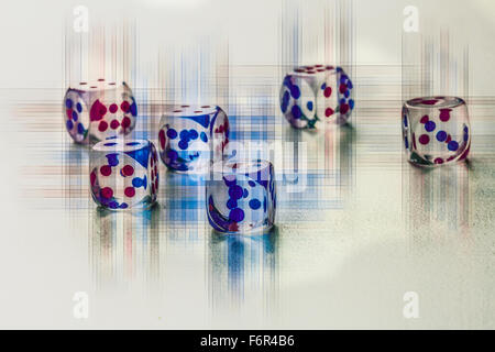 Transparent dice with crosshatch lines Stock Photo