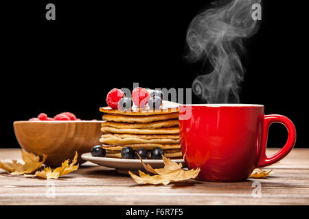 Cup of coffee and pancakes Stock Photo