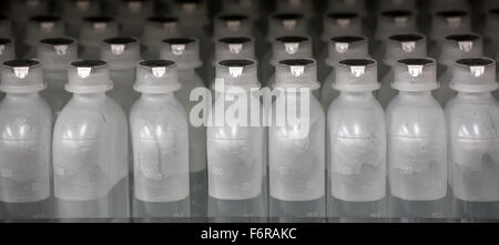 Lots of plastic bottles with a drug. Stock Photo