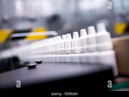 Lots of plastic bottles with a drug. Stock Photo