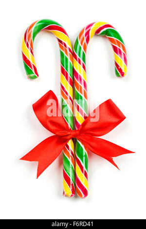 Christmas Candy Cane with Red Bow Stock Photo