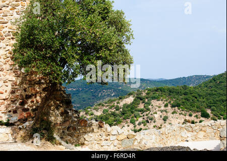 Beautiful view on the Massif des Maures from the top ruins of the 11th-century castle Stock Photo