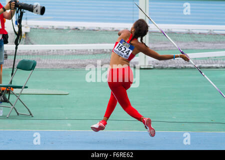 Salina Fässler of Switzerland, Javelin throw  IAAF World Junior Athletics Championships, 2012 in Barcelona, Spain. Stock Photo