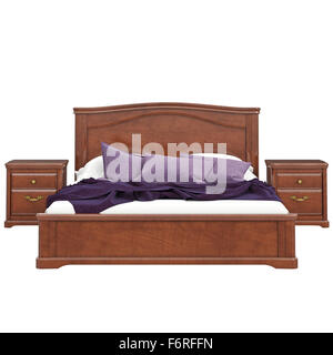 Bed of wood, front view Stock Photo