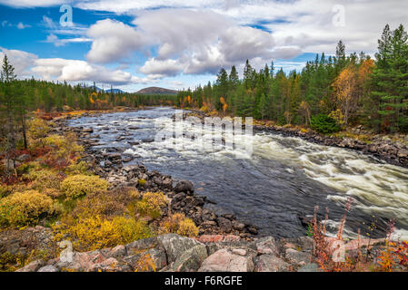 Klaralven river near Engerdal, Norway. It is the longest river in Scandinavia and its Swedish part the longest river of Sweden. Stock Photo