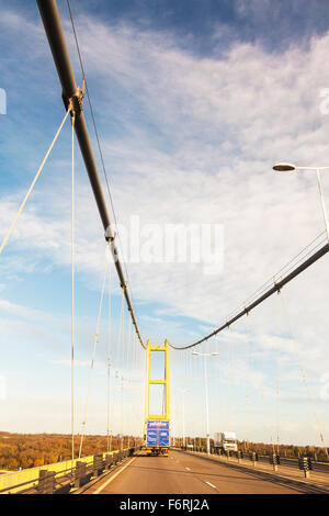 The Humber Bridge, the fifth-largest single-span suspension bridge in the world Humberside UK England British bridges Stock Photo