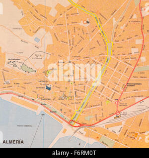 Street map Of The Spanish City Of Almeria Spain Stock Photo