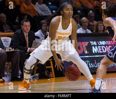 November 18, 2015: Te'a Cooper #20 of the Tennessee Lady Volunteers during the NCAA basketball game between the University of Tennessee Lady Volunteers and the Penn State Lady Lions at Thompson Boling Arena in Knoxville TN Tim Gangloff/CSM Stock Photo