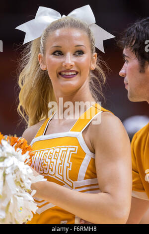 November 18, 2015: Tennessee Lady Volunteers cheerleader during the NCAA basketball game between the University of Tennessee Lady Volunteers and the Penn State Lady Lions at Thompson Boling Arena in Knoxville TN Tim Gangloff/CSM Stock Photo