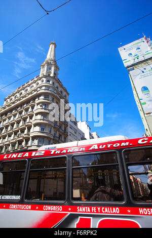 Bus Linea 12. Avenida Santa Fe, Buenos Aires, Argentina. Stock Photo