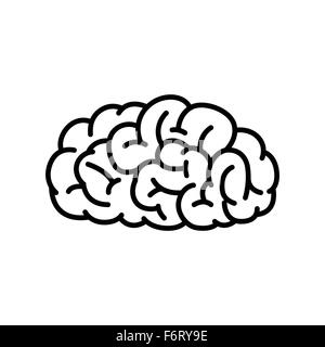 Vector Illustration of Human Brain in Black and White Color. Stock Vector