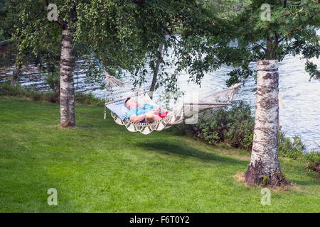 Sleeping in the hammock Stock Photo