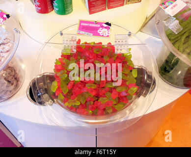 Gummy Reindeers for sale by the pound at IT'SUGAR candy shop in Greenwich Village, Manhattan, New York City. Stock Photo