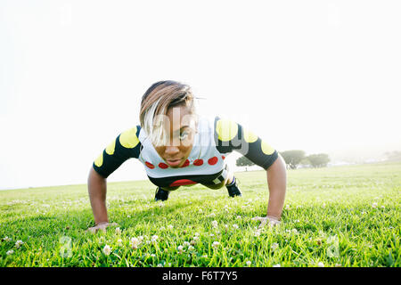 Black woman doing push Stock Photo