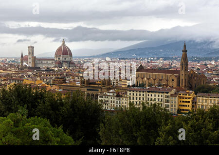 The Duomo of the Cattedrale di Santa Maria del Fiore, or Cathedral of Saint Mary of the Flower dominates the skyline of Florence