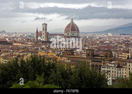 The Duomo of the Cattedrale di Santa Maria del Fiore, or Cathedral of Saint Mary of the Flower dominates the skyline of Florence