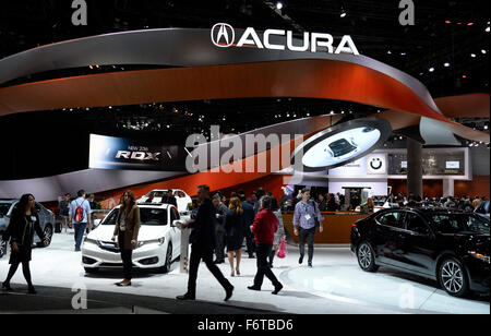 Los Angeles CA. 18th Nov, 2015. Acura's new 2106 cars during the 2015 LA auto show media day Wednesday. The LA auto show opens to the public on Friday November 20th. Photo by Gene Blevins/LA DailyNews/ZumaPress © Gene Blevins/ZUMA Wire/Alamy Live News Stock Photo