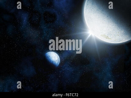 Space sky background with fictional planets Stock Photo