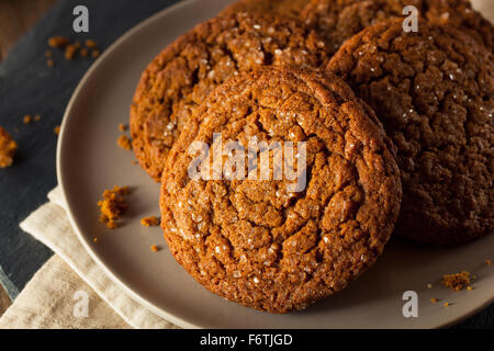 Warm Homemade Gingersnap Cookies topped with Sugar Stock Photo